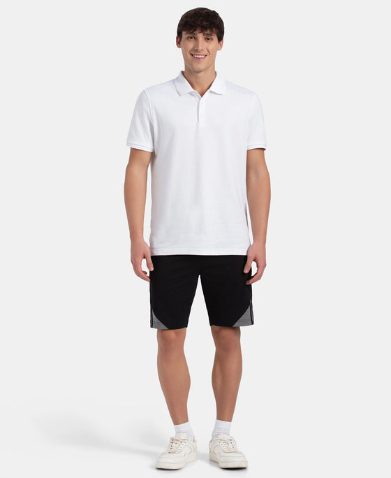 Super Combed Cotton Rich Straight Fit Shorts with Zipper Pockets - Black & Performance Grey