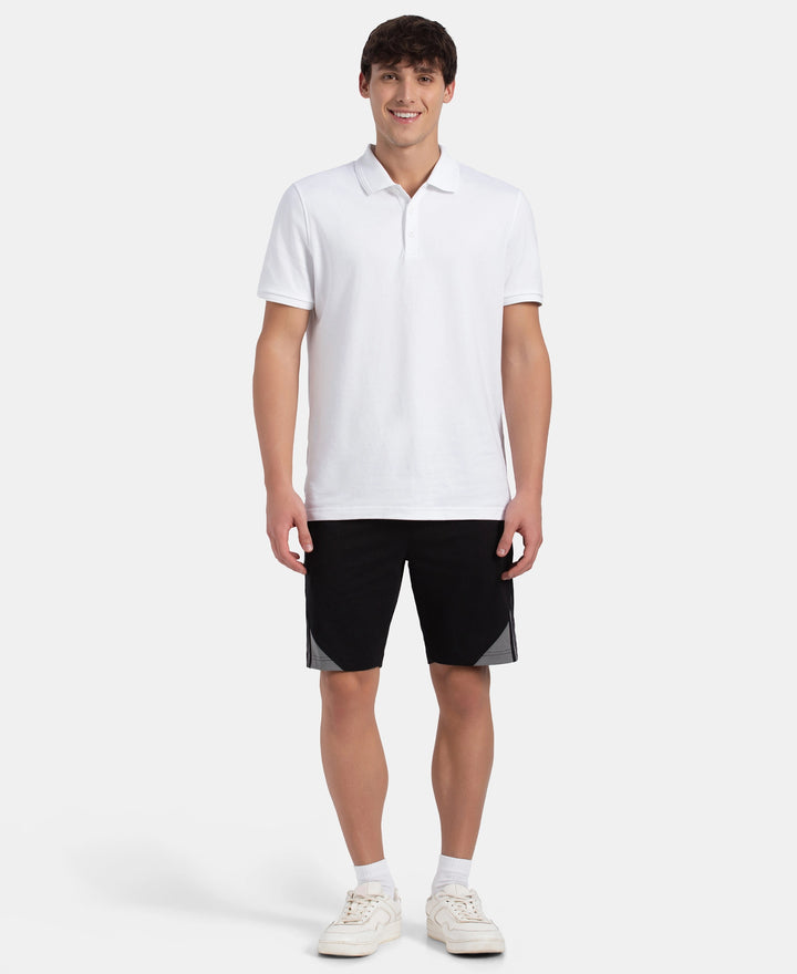 Super Combed Cotton Rich Straight Fit Shorts with Zipper Pockets - Black & Performance Grey