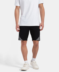 Super Combed Cotton Rich Straight Fit Shorts with Zipper Pockets - Black & Performance Grey