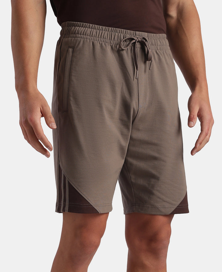 Super Combed Cotton Rich Straight Fit Shorts with Zipper Pockets - Dark Khaki & Java