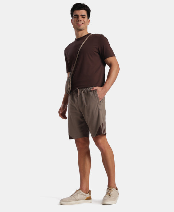 Super Combed Cotton Rich Straight Fit Shorts with Zipper Pockets - Dark Khaki & Java