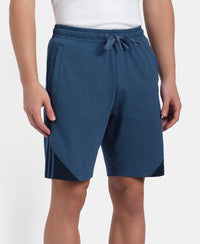 Super Combed Cotton Rich Straight Fit Shorts with Zipper Pockets - Ensign Blue & Navy