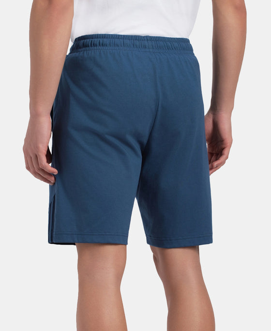 Super Combed Cotton Rich Straight Fit Shorts with Zipper Pockets - Ensign Blue & Navy