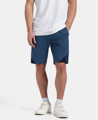 Super Combed Cotton Rich Straight Fit Shorts with Zipper Pockets - Ensign Blue & Navy