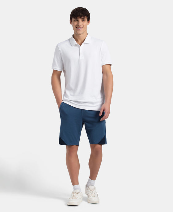 Super Combed Cotton Rich Straight Fit Shorts with Zipper Pockets - Ensign Blue & Navy