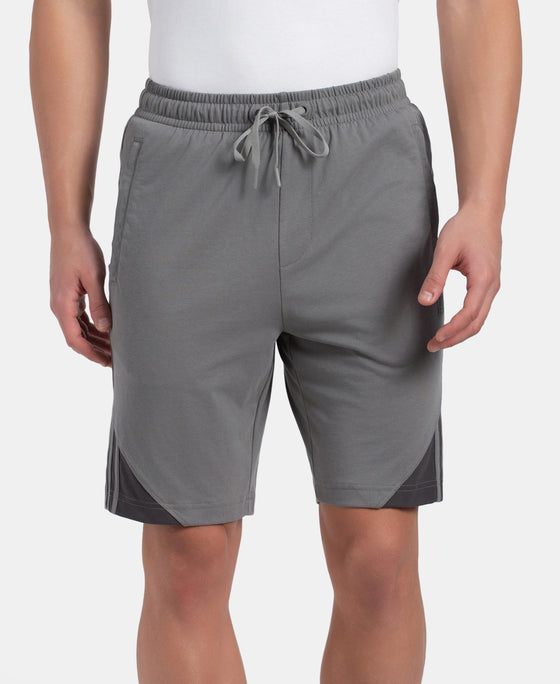 Super Combed Cotton Rich Straight Fit Shorts with Zipper Pockets - Performance Grey & Asphalt