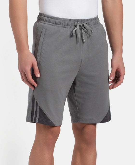 Super Combed Cotton Rich Straight Fit Shorts with Zipper Pockets - Performance Grey & Asphalt