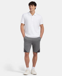 Super Combed Cotton Rich Straight Fit Shorts with Zipper Pockets - Performance Grey & Asphalt