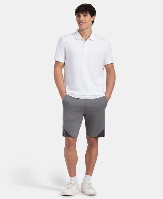 Super Combed Cotton Rich Straight Fit Shorts with Zipper Pockets - Performance Grey & Asphalt