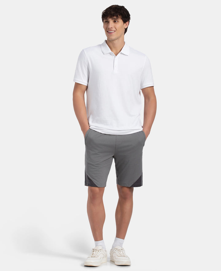 Super Combed Cotton Rich Straight Fit Shorts with Zipper Pockets - Performance Grey & Asphalt