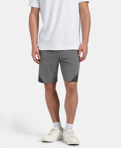 Super Combed Cotton Rich Straight Fit Shorts with Zipper Pockets - Performance Grey & Asphalt