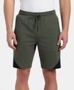 Super Combed Cotton Rich Straight Fit Shorts with Zipper Pockets - Thyme & Black