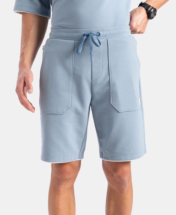 Super Combed Cotton Rich Regular Fit Shorts with Zipper Pocket - Windward Blue