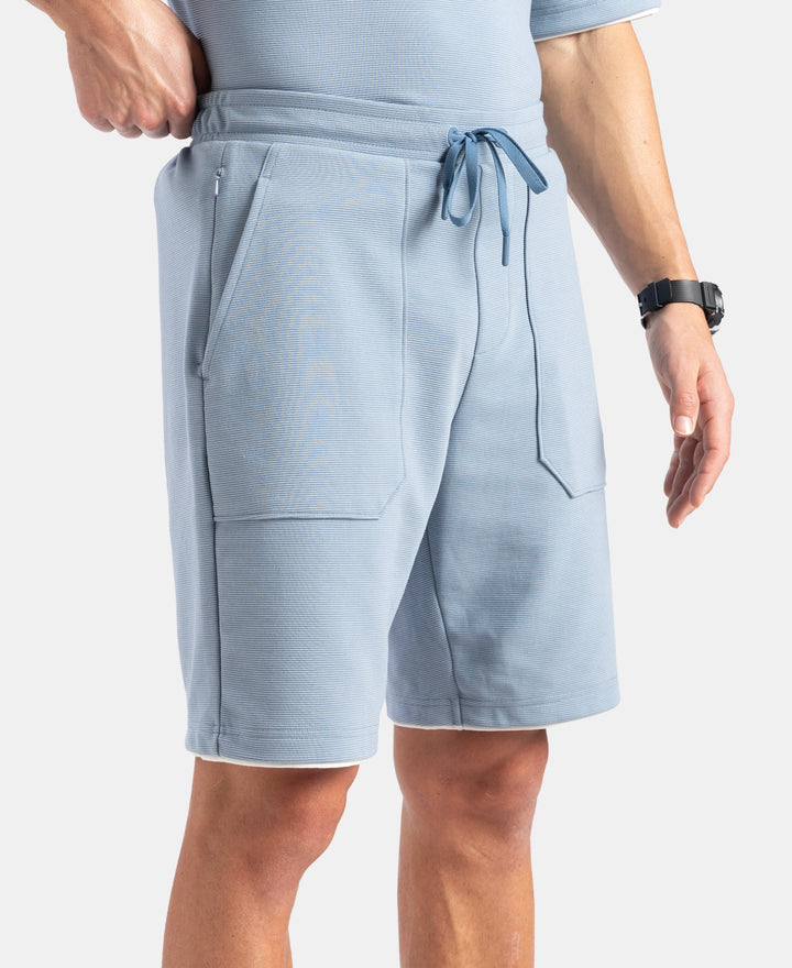 Super Combed Cotton Rich Regular Fit Shorts with Zipper Pocket - Windward Blue