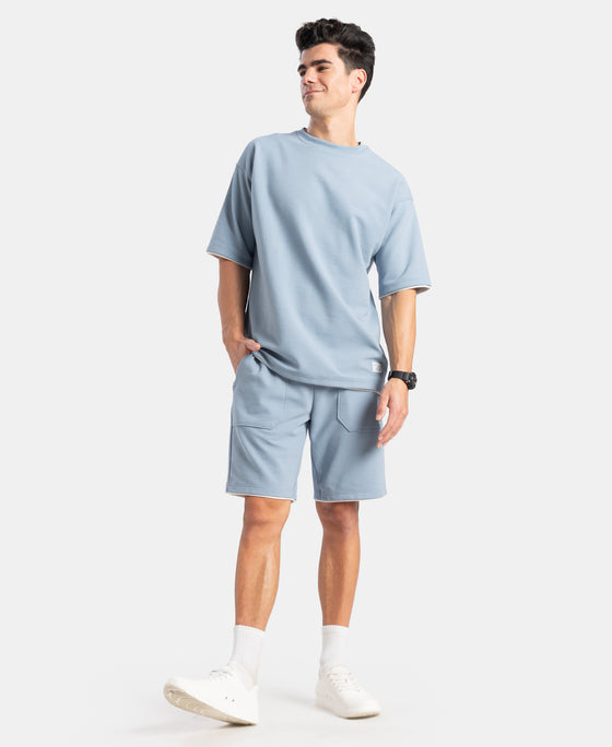 Super Combed Cotton Rich Regular Fit Shorts with Zipper Pocket - Windward Blue