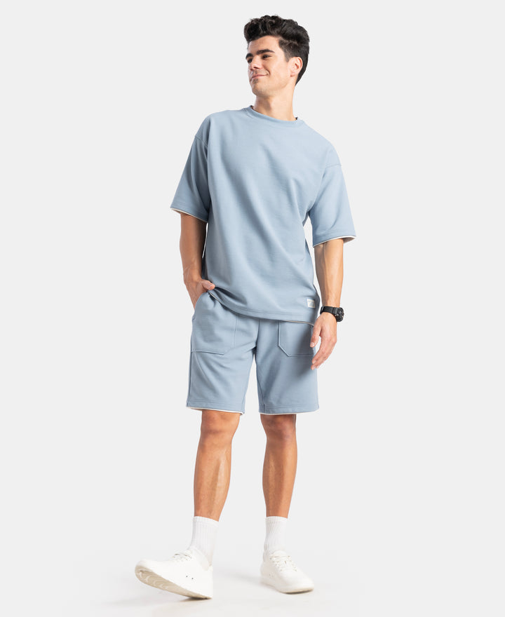 Super Combed Cotton Rich Regular Fit Shorts with Zipper Pocket - Windward Blue