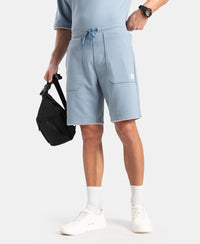 Super Combed Cotton Rich Regular Fit Shorts with Zipper Pocket - Windward Blue