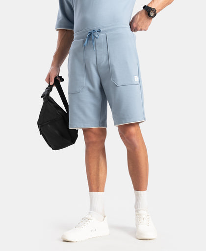 Super Combed Cotton Rich Regular Fit Shorts with Zipper Pocket - Windward Blue