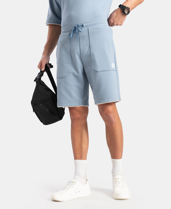 Super Combed Cotton Rich Regular Fit Shorts with Zipper Pocket - Windward Blue