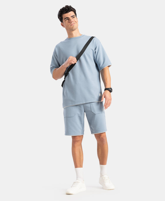 Super Combed Cotton Rich Regular Fit Shorts with Zipper Pocket - Windward Blue