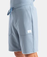 Super Combed Cotton Rich Regular Fit Shorts with Zipper Pocket - Windward Blue