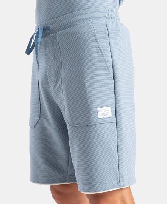Super Combed Cotton Rich Regular Fit Shorts with Zipper Pocket - Windward Blue