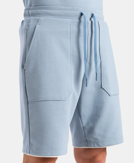 Super Combed Cotton Rich Regular Fit Shorts with Zipper Pocket - Windward Blue