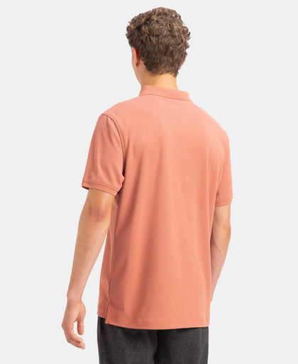 Microfiber Fabric Solid Half Sleeve Polo T-Shirt with StayDry & StayFresh Technology - Copper