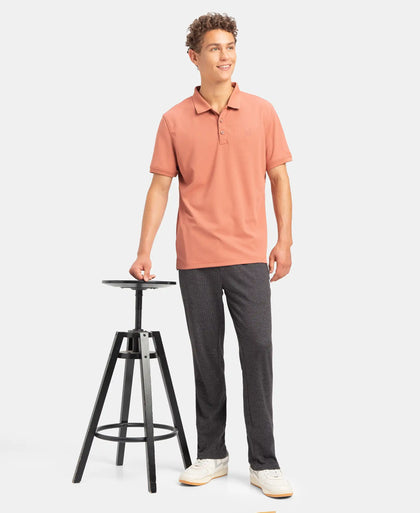 Microfiber Fabric Solid Half Sleeve Polo T-Shirt with StayDry & StayFresh Technology - Copper