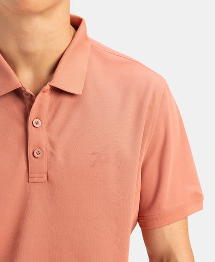 Microfiber Fabric Solid Half Sleeve Polo T-Shirt with StayDry & StayFresh Technology - Copper