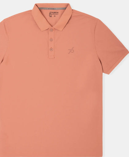 Microfiber Fabric Solid Half Sleeve Polo T-Shirt with StayDry & StayFresh Technology - Copper