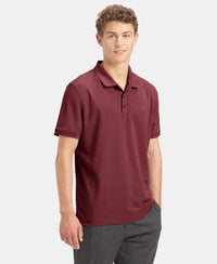 Microfiber Fabric Solid Half Sleeve Polo T-Shirt with StayDry & StayFresh Technology - Dark Maroon