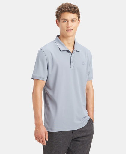 Microfiber Fabric Solid Half Sleeve Polo T-Shirt with StayDry & StayFresh Technology - Grey