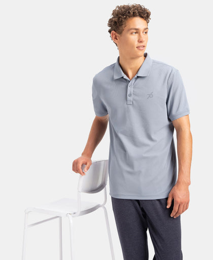 Microfiber Fabric Solid Half Sleeve Polo T-Shirt with StayDry & StayFresh Technology - Grey