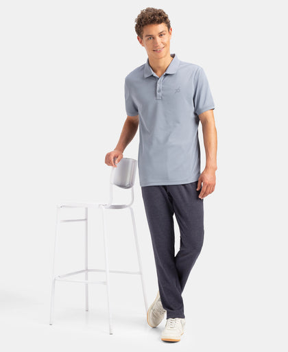 Microfiber Fabric Solid Half Sleeve Polo T-Shirt with StayDry & StayFresh Technology - Grey
