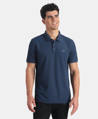 Microfiber Fabric Solid Half Sleeve Polo T-Shirt with StayDry & StayFresh Technology - Insignia Blue