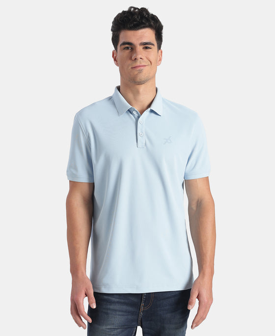 Microfiber Fabric Solid Half Sleeve Polo T-Shirt with StayDry & StayFresh Technology - Insignia Blue
