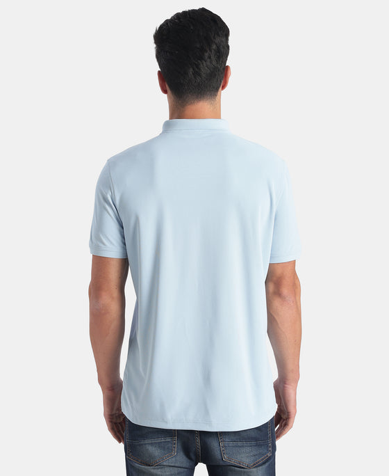 Microfiber Fabric Solid Half Sleeve Polo T-Shirt with StayDry & StayFresh Technology - Insignia Blue