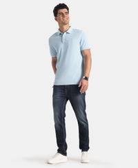 Microfiber Fabric Solid Half Sleeve Polo T-Shirt with StayDry & StayFresh Technology - Insignia Blue