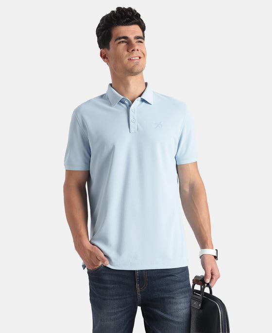 Microfiber Fabric Solid Half Sleeve Polo T-Shirt with StayDry & StayFresh Technology - Insignia Blue
