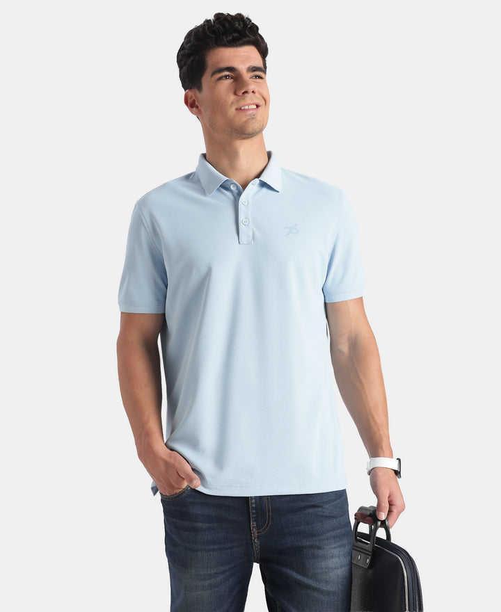 Microfiber Fabric Solid Half Sleeve Polo T-Shirt with StayDry & StayFresh Technology - Insignia Blue