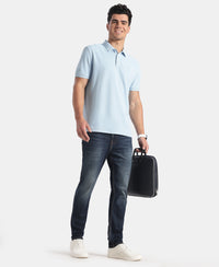 Microfiber Fabric Solid Half Sleeve Polo T-Shirt with StayDry & StayFresh Technology - Insignia Blue