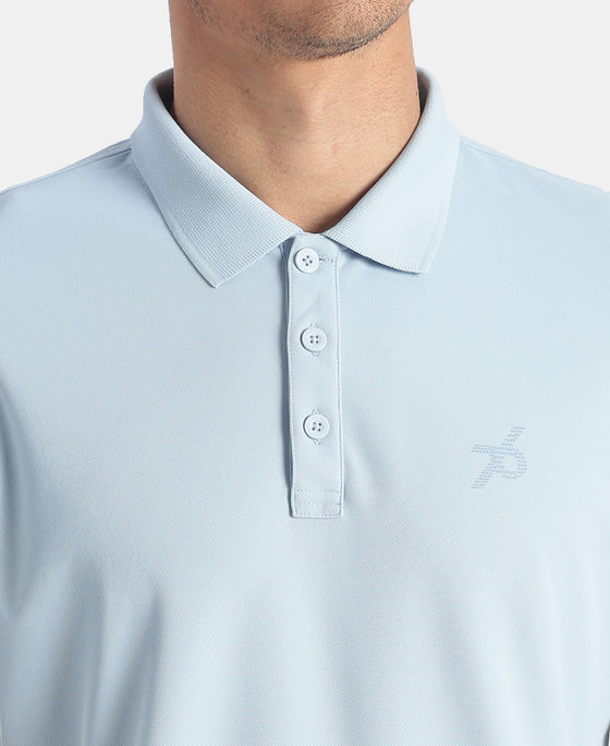 Microfiber Fabric Solid Half Sleeve Polo T-Shirt with StayDry & StayFresh Technology - Insignia Blue