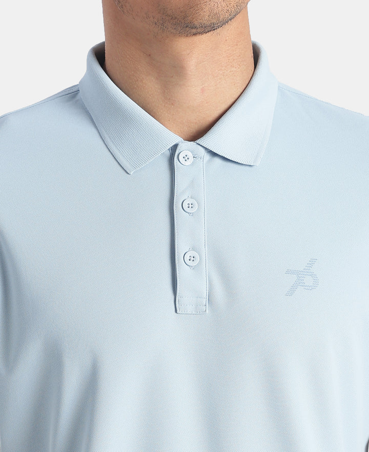 Microfiber Fabric Solid Half Sleeve Polo T-Shirt with StayDry & StayFresh Technology - Insignia Blue