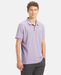 Microfiber Fabric Solid Half Sleeve Polo T-Shirt with StayDry & StayFresh Technology - Lilac Breeze