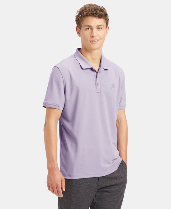 Microfiber Fabric Solid Half Sleeve Polo T-Shirt with StayDry & StayFresh Technology - Lilac Breeze