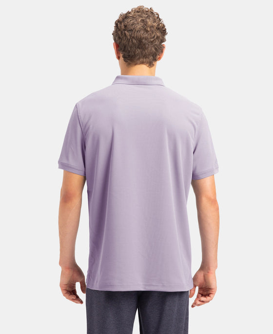 Microfiber Fabric Solid Half Sleeve Polo T-Shirt with StayDry & StayFresh Technology - Lilac Breeze