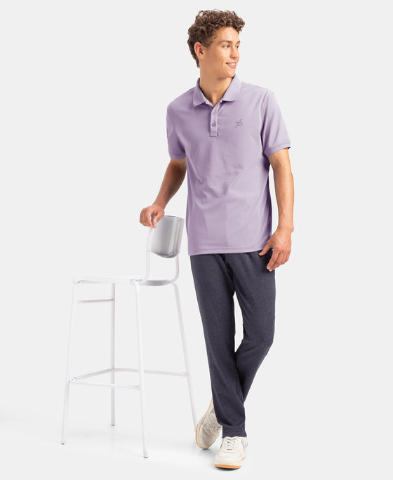 Microfiber Fabric Solid Half Sleeve Polo T-Shirt with StayDry & StayFresh Technology - Lilac Breeze