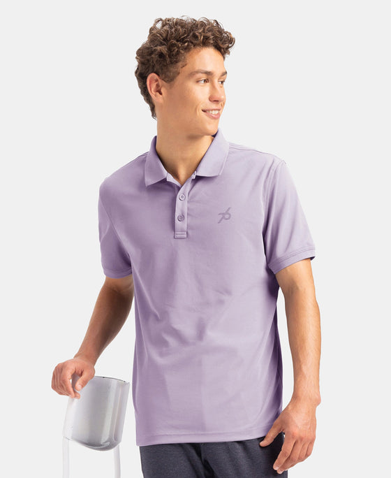 Microfiber Fabric Solid Half Sleeve Polo T-Shirt with StayDry & StayFresh Technology - Lilac Breeze