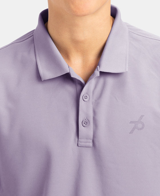 Microfiber Fabric Solid Half Sleeve Polo T-Shirt with StayDry & StayFresh Technology - Lilac Breeze